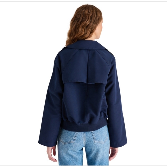 Steve Madden Women's Maris dark navy blue marine short Trench Jacket size XL new - Picture 2 of 6